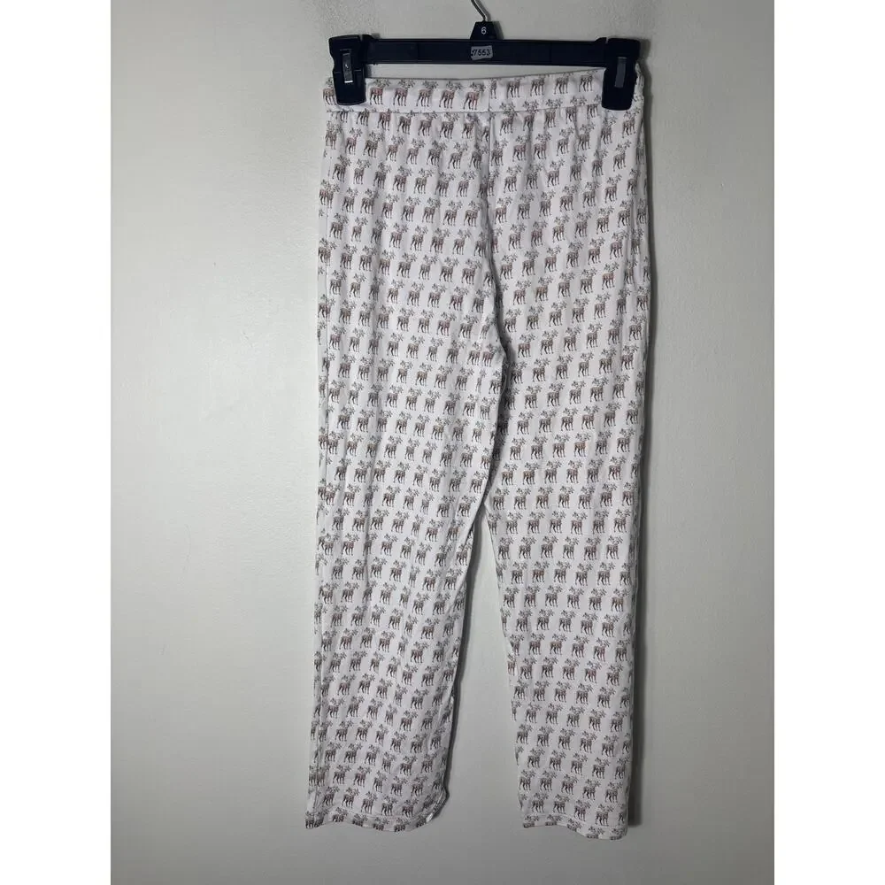 Girls Lila and Hayes White Reindeer Cotton PJ Pants Sz 7
